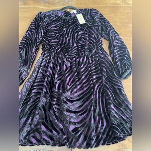 Michael Kors Purple and Black Patterned Dress